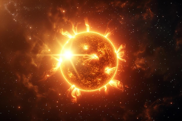 Sol ardiente en el espacio