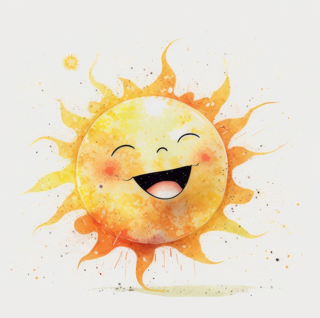 Sol bonito em aquarela Ilustração AI GenerativexA