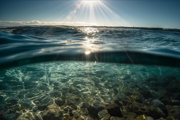 El sol brilla sobre el agua y el agua refleja el sol.