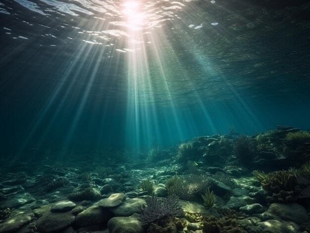 El sol brilla sobre el agua.