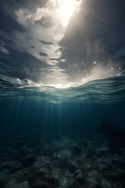 El sol brilla sobre el agua.