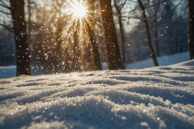 El sol brilla a través de la nieve de invierno2