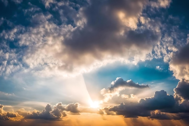 Foto el sol está brillando a través de las nubes