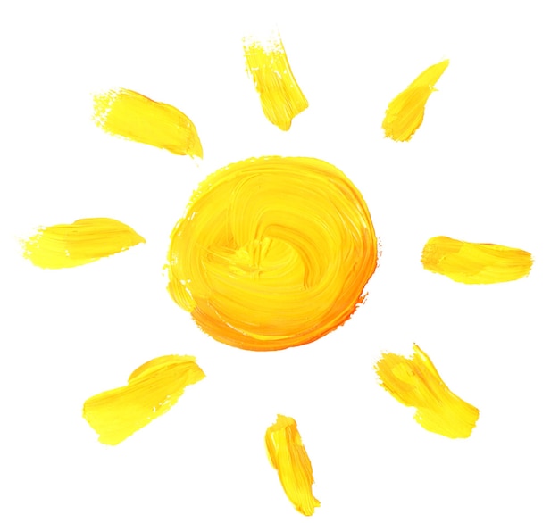 Sol brillante pintado aislado en blanco