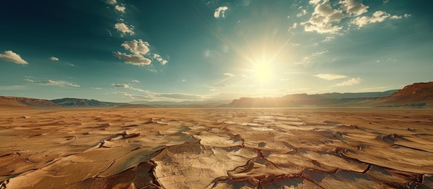 Sol brillante sobre el desierto estéril