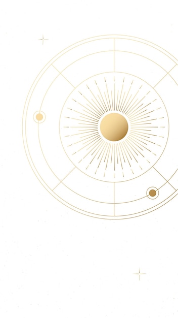 Sol celestial fondo png oro estética ilustración del espacio diseño transparente