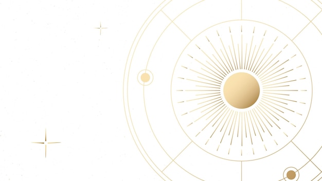 Sol celestial fondo png oro estética ilustración de la galaxia diseño transparente