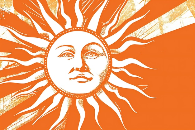 Sol com raio de sol em fundo laranja grunge