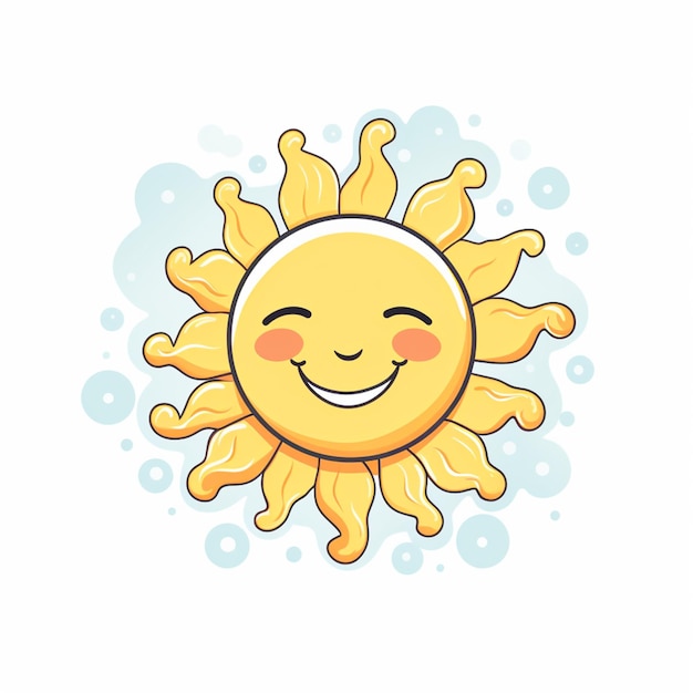 sol de dibujos animados con una cara feliz y ojos generativos ai