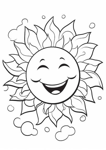 Un sol de dibujos animados con una cara feliz y una sonrisa generativa ai