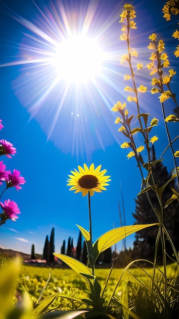 Foto sol e flores