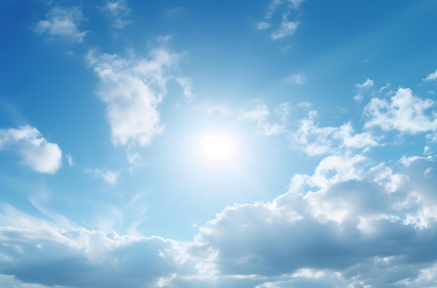 el sol está brillando sobre un cielo azul con nubes