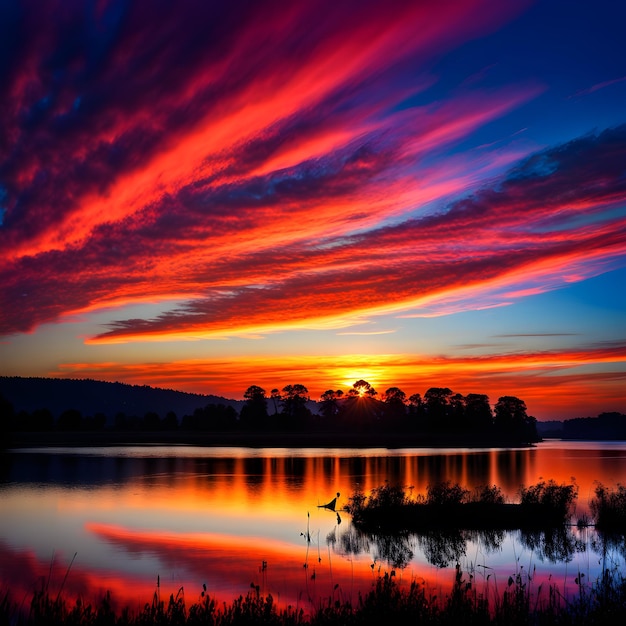 Foto el sol se estaba poniendo sobre el horizonte proyectando un hermoso tono naranja sobre el paisaje los colores