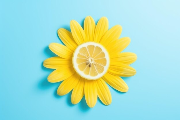 Sol feito de limão e pétalas de flores amarelas