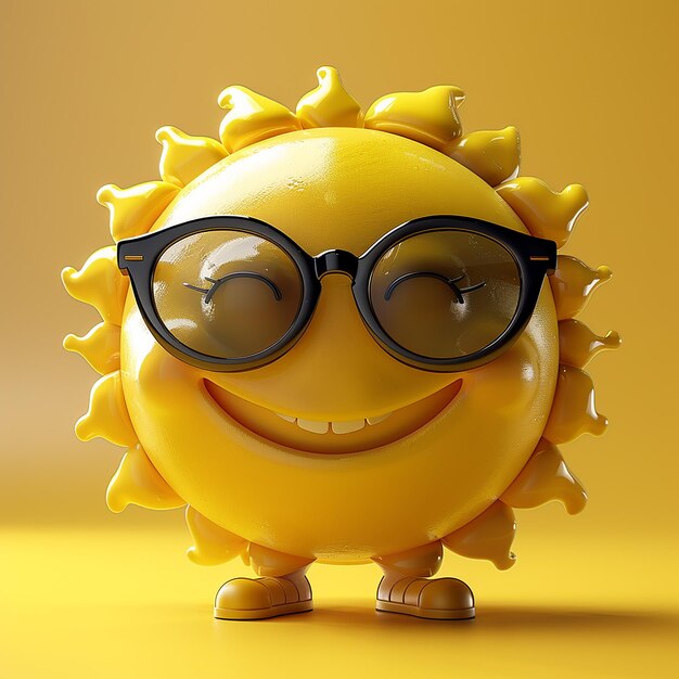 Foto un sol con gafas que dice sol en él