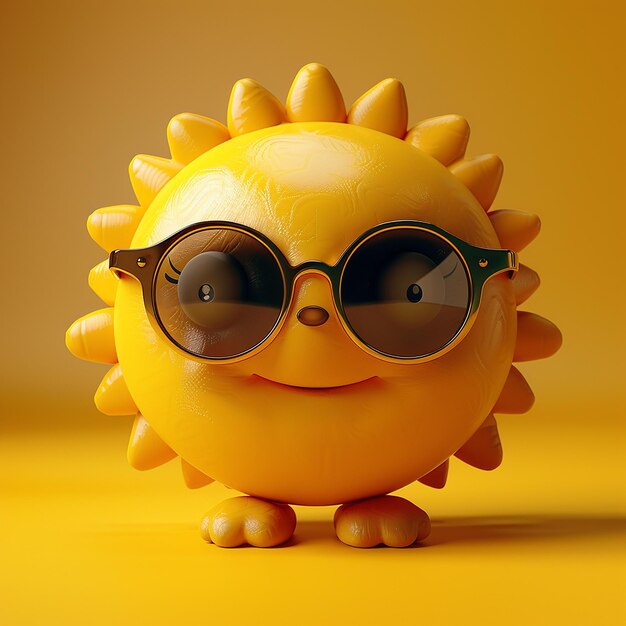 Foto un sol con gafas de sol que dice 