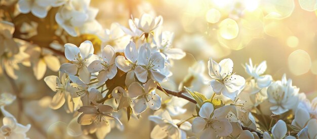 El sol ilumina las flores de primavera