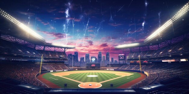 El sol se levanta sobre el estadio de béisbol