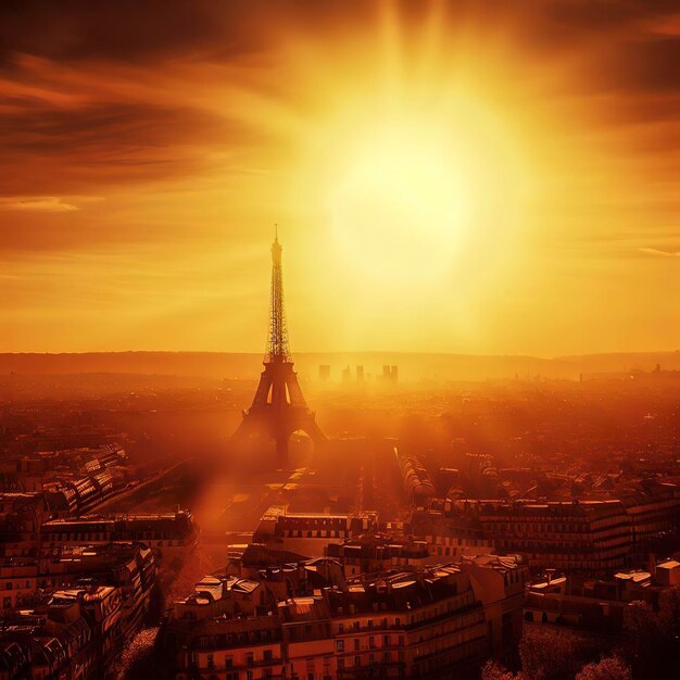 El sol se pone en París, una ciudad de historia