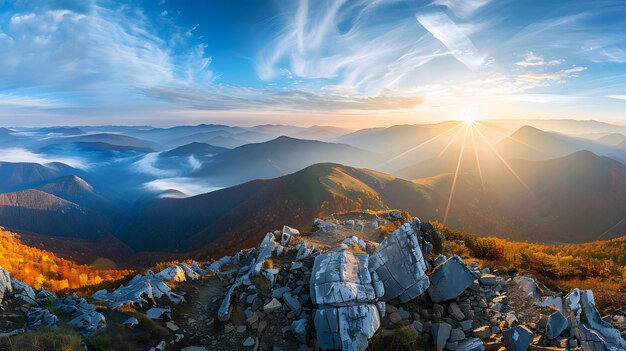 el sol se pone sobre una cordillera