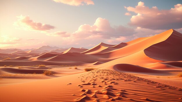 El sol se pone sobre las dunas de arena