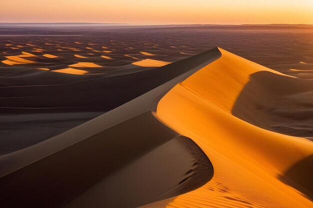 El sol se pone sobre las dunas de arena