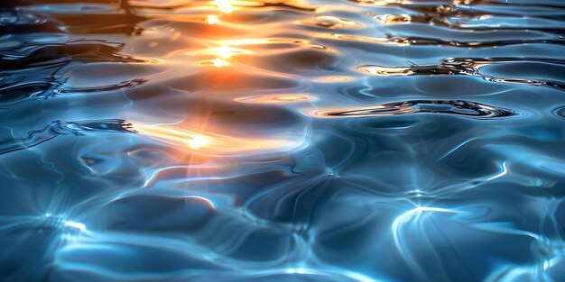 El sol se refleja en el agua de la piscina creando líneas onduladas y un telón de fondo reluciente Concepto Fotografía de la naturaleza Reflexiones en el agua Paisajes serenos