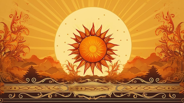 sol resumen banner naranja amarillo verano cartel marco