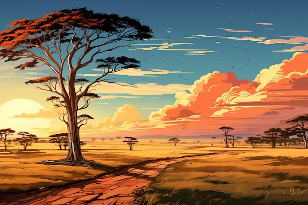 El sol del Serengeti ilumina la extensa extensión forestal de la sabana africana