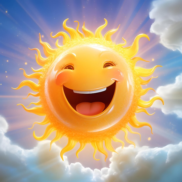 sol sorrindo no céu