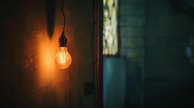 Foto una sola bombilla encendida en una habitación oscura retrata la amenaza persistente del abuso doméstico