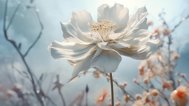 Una sola flor blanca y surrealista