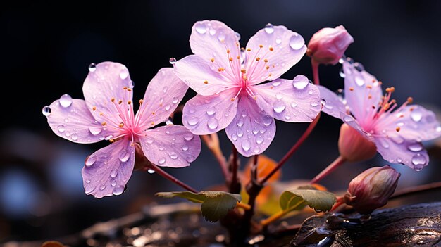 Foto una sola flor púrpura en un fondo oscuro