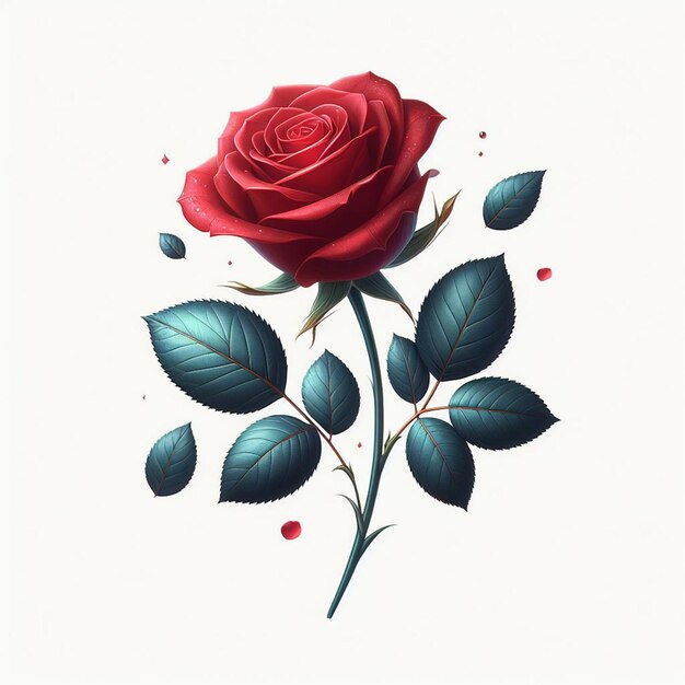 Una sola flor de rosa roja y blanca para la invitación