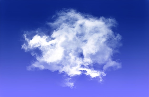 Foto una sola nube blanca aislada sobre un fondo de gradiente azul, una nube redonda y esponjosa realista. ilustración de renderización 3d