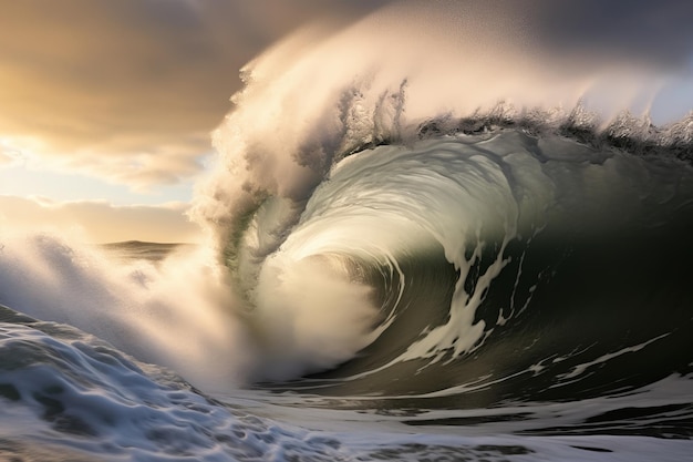 Una sola ola se está formando en el océano.