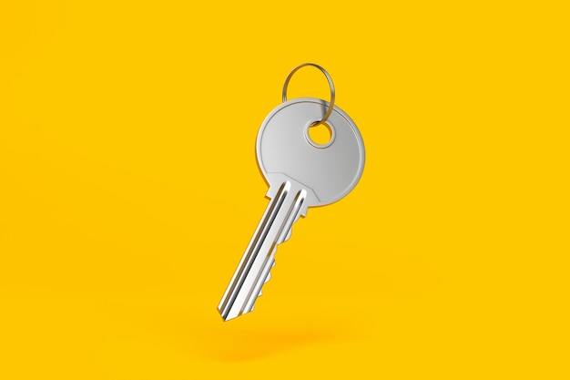 Una sola tecla sobre fondo amarillo brillante plano Concepto minimalista Ilustración de representación 3D