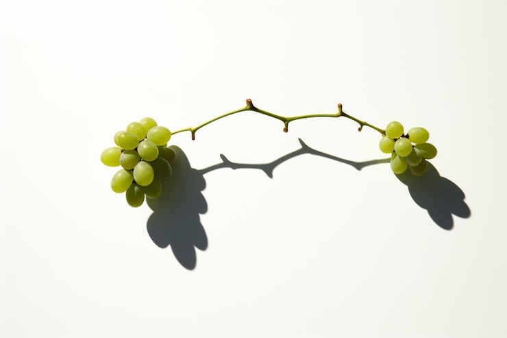 Foto una sola uva que proyecta una sombra en una superficie blanca bocadillo natural fruta fresca imagen de uva