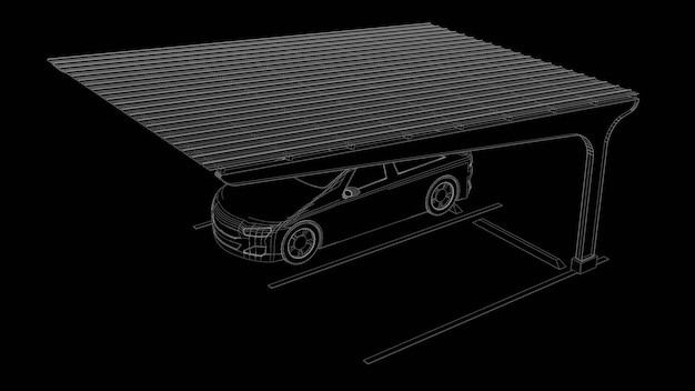 Solar Panel Carport with Electric Vehicle