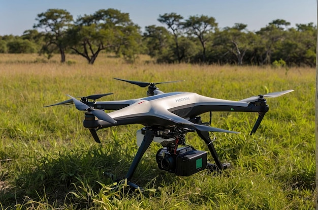 Solarbetriebene Drohne auf einem Feld