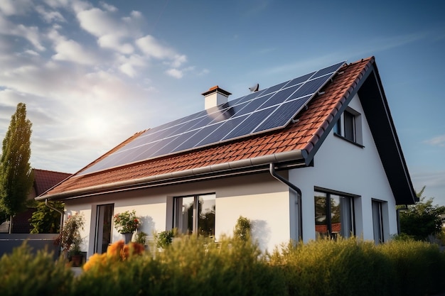 Solarbetriebene neu gebaute Haus-Generative KI