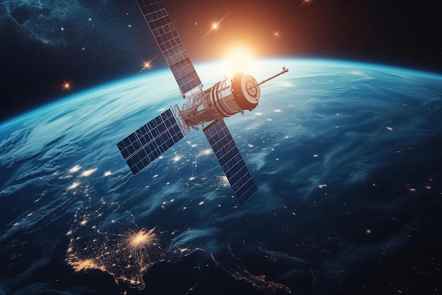 Solarbetriebener Satellit für globale Internet-Telekommunikation im Weltraum