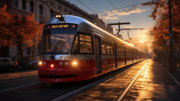 Solarbetriebenes Straßenbahnsystem, erstellt mit generativer KI-Technologie