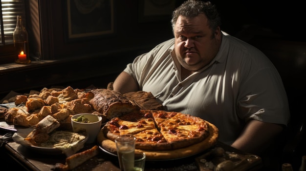 A solas con el enemigo La obesidad representada a través de una única porción simbólica de pizza IA generativa