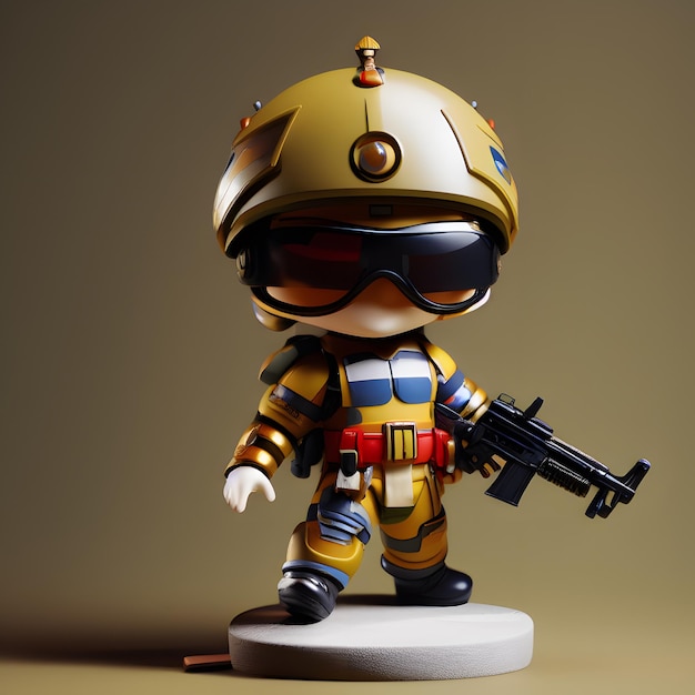 Soldado bonito do exército Chibi figura 3D