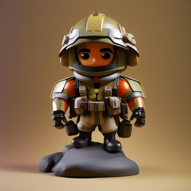 Soldado bonito do exército Chibi figura 3D