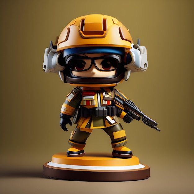 Soldado bonito do exército Chibi figura 3D