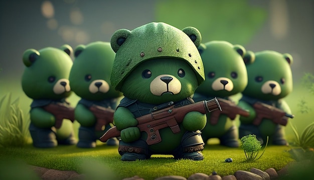 Soldado de urso AI generativo com arma