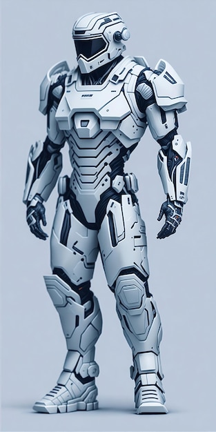 Foto soldado espacial con armadura blanca.