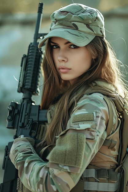 Foto soldado femenino